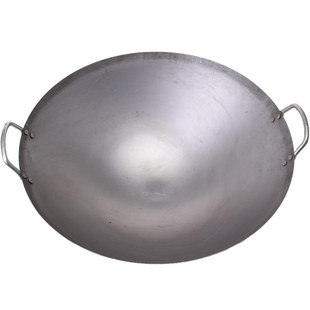 酒店厨师专用大铁锅圆底炒锅饭店厨房专用炒菜锅商用双耳铁锅加厚