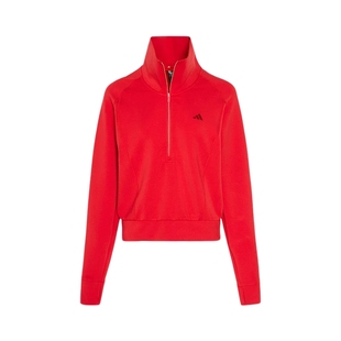 adidas阿迪达斯新年款红色卫衣26新款女防静电半拉链套头衫KR7578