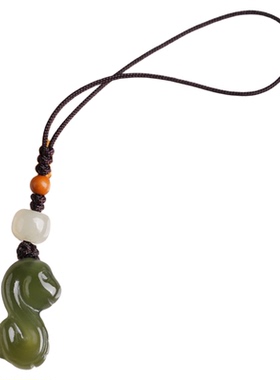 保真天然和田玉生肖马手机挂链