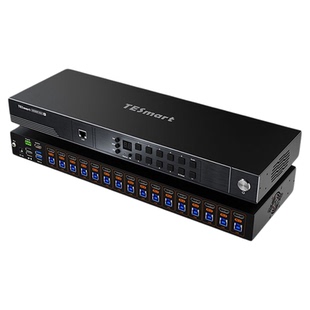 TESmart碲视16进1出KVM切换器8K60HZ高清共享键鼠显示器支持USB3.0拓展坞带EDID模拟器键盘热键切换独立音频