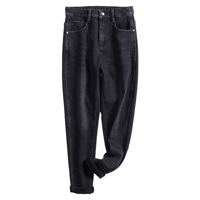 老爹裤长裤加绒加厚大码牛仔裤女