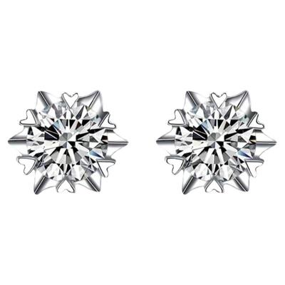 莫桑石雪花耳钉星芒微镶