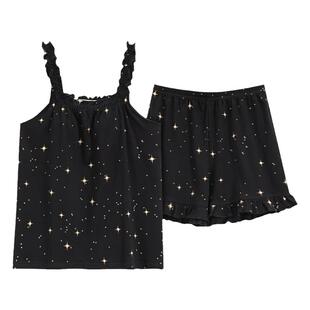 吊带背心睡衣女夏季带胸垫一体性感纯欲女生休闲薄款家居服两件套