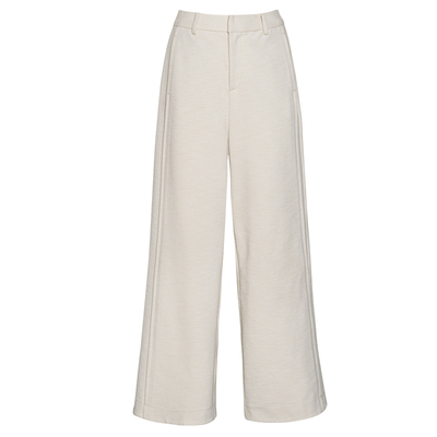 罗衣休闲米白色宽松高腰直筒裤