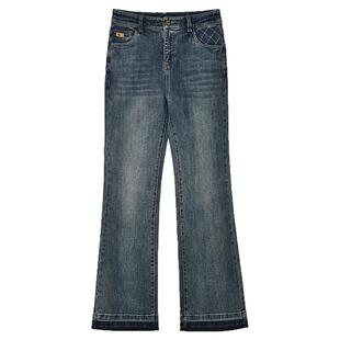 秋装Outlets专柜 高端NH系列老钱风美式复古长裤弹力修身牛仔裤女