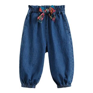 【商场同款】马克珍妮女童纯棉宽松花苞牛仔裤儿童春秋裤子241168