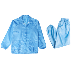 防尘服分体式男女短款工作服套装食品厂洁净翻领上衣白灰蓝色