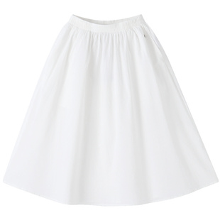 安奈儿童装女童半身裙2026夏新款纯棉纯色休闲时尚A字中长裙子
