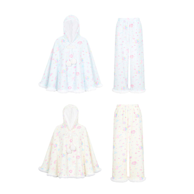 原创洛神情书厚法兰绒连帽斗篷女