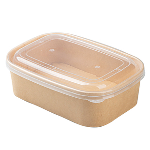 加厚一次性牛皮纸方盒长方形饭盒环保沙拉碗野餐快餐盒外卖打包盒