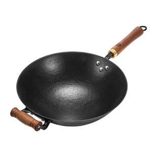 王源吉铁锅家用炒菜一代古法老式铸铁炒锅无涂层不粘锅