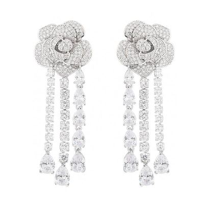 莫桑石流苏群镶高级感耳坠