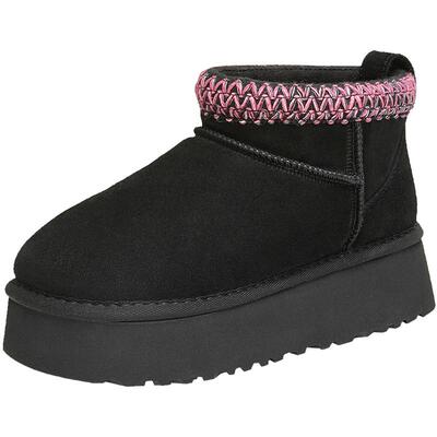 TATA他她厚底保暖冬季雪地靴女靴加绒短靴毛毛鞋新款棉鞋CDD02DD4