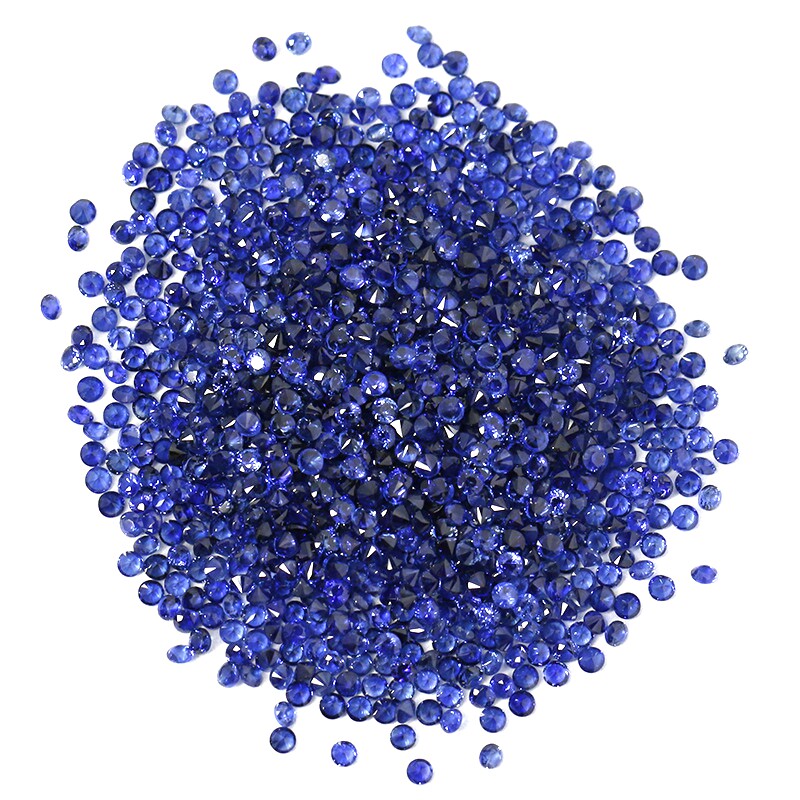 5厘天然蓝宝圆形无烧小碎石圆形配石裸石加工镶嵌补石斯里兰卡1mm