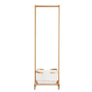 衣架落地卧室可移动挂衣架家用实木衣帽架床边多功能脏衣篓置物架