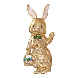 新款哑金生肖兔子胸针复古动物别针可爱女学生包包扣配饰brooch