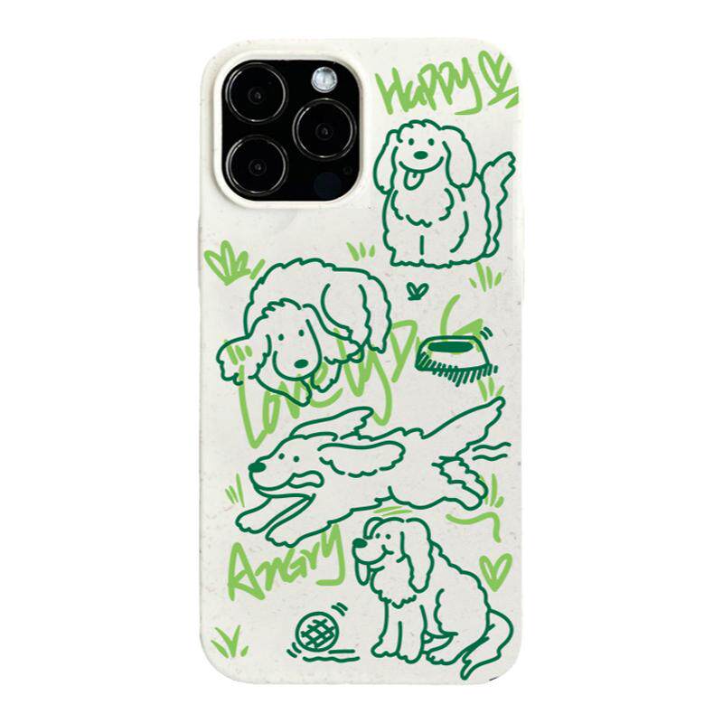 可降解磁吸手机壳适用于iPhone17可爱16promax宠物创意XS涂鸦草地小狗XR男女款苹果15promax防摔保护