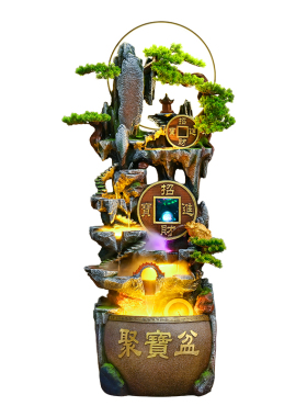 高山流水生财摆件循环水落地