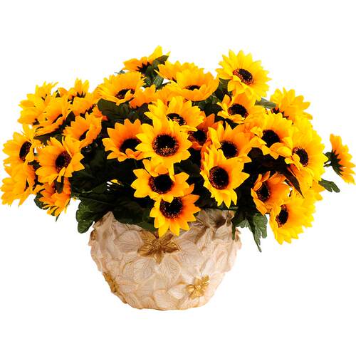 向日葵仿真假花摆件树脂花瓶插花盆栽客厅冰箱装饰花卉摆设家居