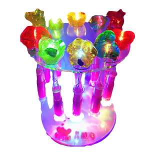 发光棒棒糖呆萌LED酒吧夜场ktv玫瑰话梅七彩闪光儿童七夕创意糖果