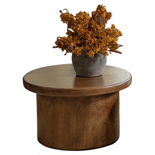 叕木日式侘寂风全实木组合茶几民宿酒店设计师创意榻榻米圆形边几