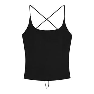 MULVAN 辣妹性感交叉露背吊带背心女带胸垫外穿红色修身美背上衣