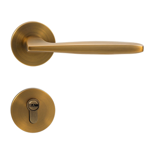 「古简」新中式复古家用房门锁室内卧室木门静音黄古铜色门锁把手