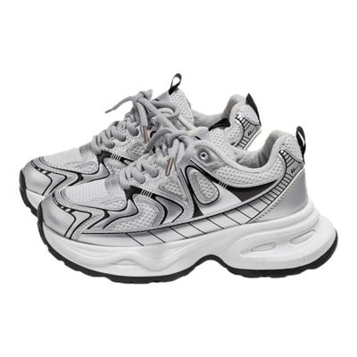 回力老爹鞋女复古银色加绒运动鞋