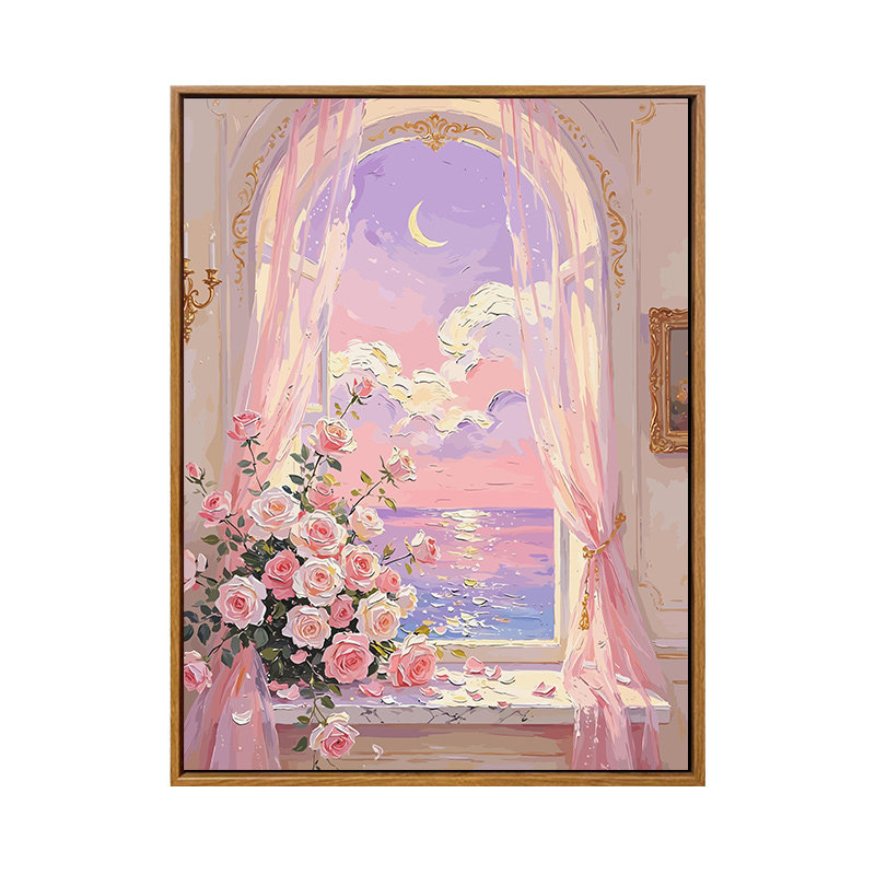 雅调花窗diy数字油画材料包全套