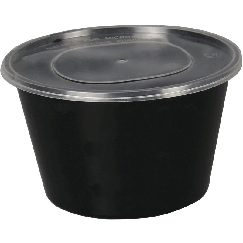 圆形黑色1000ML一次性餐盒塑料打包盒加厚快餐外卖便当饭盒汤碗