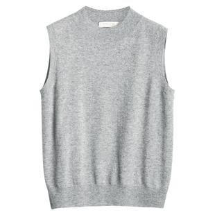 米皇秋冬新款半高领无袖羊绒背心女休闲显瘦柔软打底羊绒毛衣