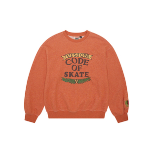 VISION童装 美式复古印花宽松落肩棉质圆领卫衣男女儿童26春新款