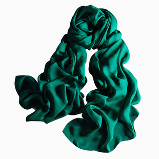 商场专柜正品墨绿色韩版纱巾桑蚕丝巾女高端真丝围巾春秋冬季披肩