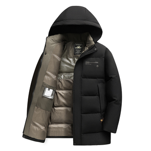 皮尔卡丹时尚商务连帽加厚棉衣男冬季保暖宽松百搭中长款棉服外套