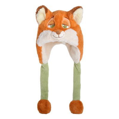 狐狸尼克帽子围巾一体儿童男孩疯狂动物城耳朵会动朱迪女冬季头饰