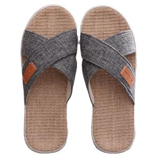 居家简约室内亚麻棉布夏季棉麻拖鞋加厚老人防滑牛筋底盆拖情侣拖