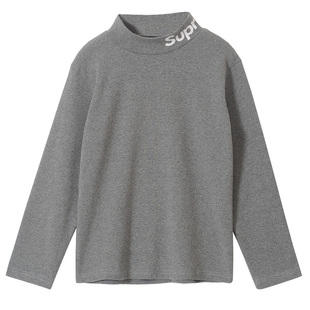 男童打底衫纯棉长袖T恤秋冬装中大童半高领上衣外穿内搭保暖打底