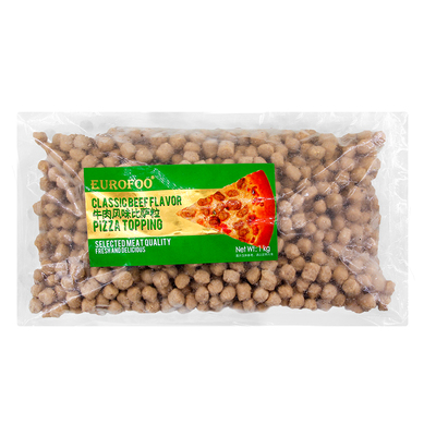 EUROFOO牛肉粒1kg*10袋整箱牛肉风味比萨粒比萨沙拉焗饭披萨肉粒