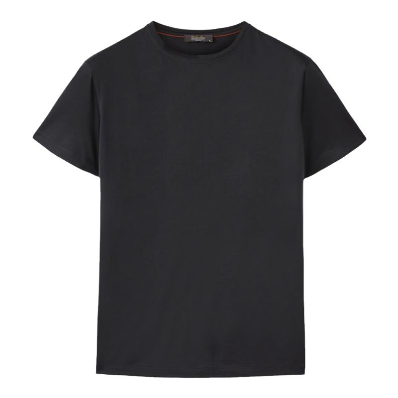 Loro Piana/诺悠翩雅男装黑色羊毛圆领短袖休闲百搭T恤