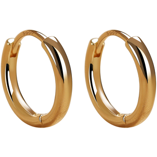 卡伦图高级感素圈耳环999纯银针耳扣圈圈耳饰18K金色耳圈2026新款