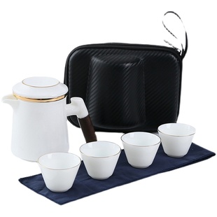 便携式旅行茶具白瓷套装户外旅游泡茶喝茶装备随行快客杯一壶四杯
