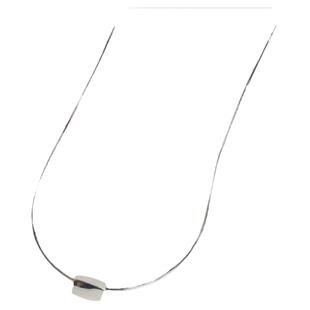 S925纯银项链吊坠女冷淡风时尚扭曲方形蛇骨链气质豆豆锁骨链学生