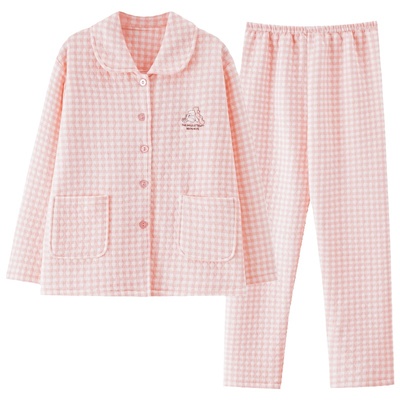 浪莎空气棉睡衣女纯棉保暖套装