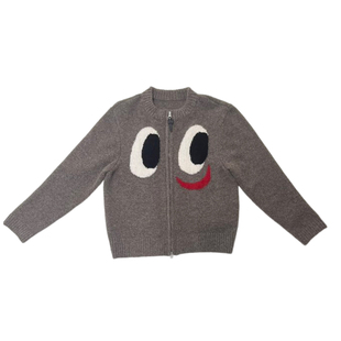 Studio1till8 “笑笑”表情图案针织开衫圆领拉链毛衣女秋冬