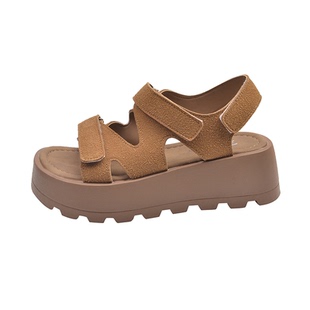 法式增高厚底勃肯凉鞋女夏外穿配裙子2026超火新款韩系罗马坡跟鞋