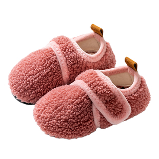儿童秋冬棉拖鞋宝宝地板鞋加绒室内外家居鞋男女童防滑加厚底袜鞋