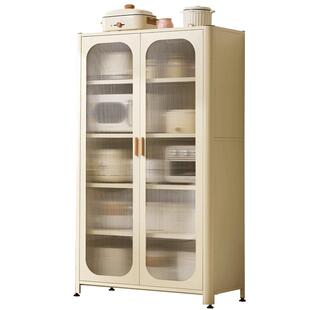 厨房置物架落地多层收纳柜子微波炉钢制家用带门多功能橱柜储物柜