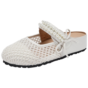 热风厚底包头拖鞋2025年春季新款百搭一脚蹬女鞋轻便温柔单鞋子