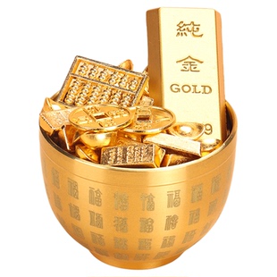 一桶金实心沙金黄铜金元宝金条聚财桶纯铜聚宝盆乔迁招财聚财摆件
