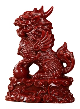 新中式朱砂财瑞兽摆件装饰品书房红色中国风吉祥物桌面装饰品摆件